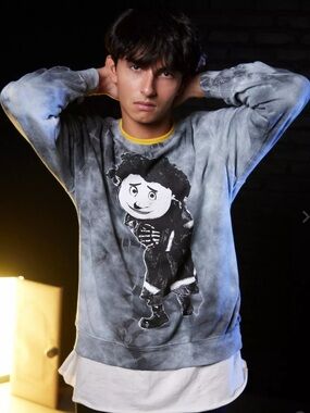 Coraline Wybie Tie-Dye Sweatshirt Gray-Blue  Size XL-unisex